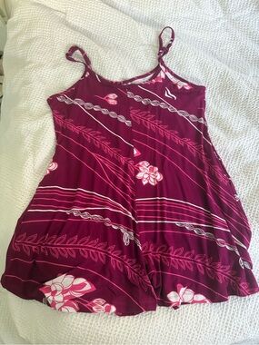 Missing Polynesia - Hawaiian/Aloha Sleeveless Floral Swing Dress in Berry Pink